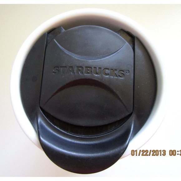 Starbucks Green Mermaid Logo Ceramic White coffee/tea mug & lid - 12 fl.oz 2011 - Picture 8 of 12